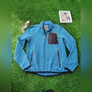 American Eagle Outfitters Teal Quarter-Zip Pullover